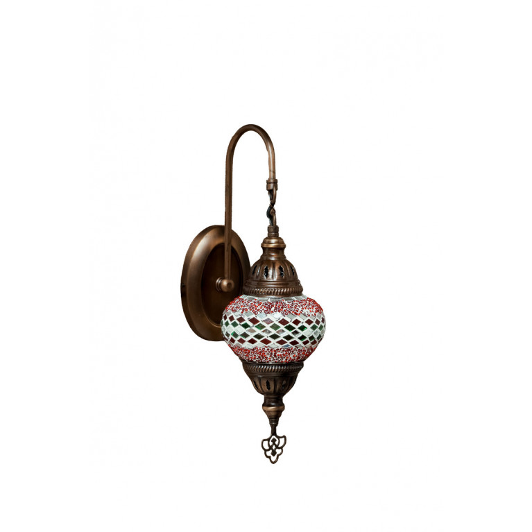 Wall lamp, red/green/orange mosaic